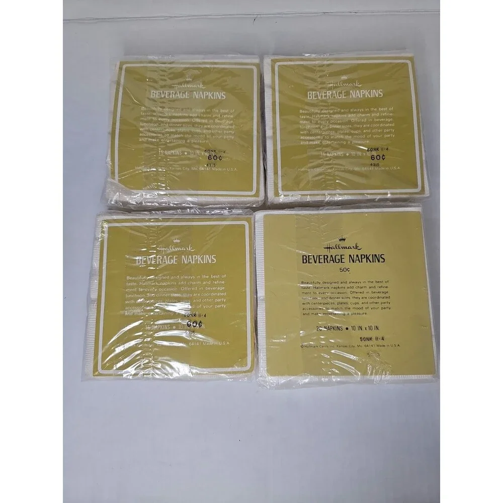 Vintage Hallmark Folk Art Heart Beverage Napkins Sealed Lot of 4 Mid Century